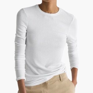 ATM Anthony Thomas Melillo White Long Sleeve Modal Crewneck Top Small